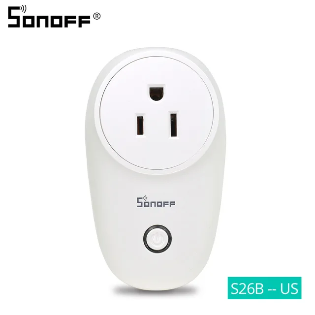 Sonoff S26 Базовая WiFi умная розетка AU/CN/EU/UK/US Беспроводная вилка умный дом переключатель питания розетки работают с Alexa Google Assistant - Цвет: US