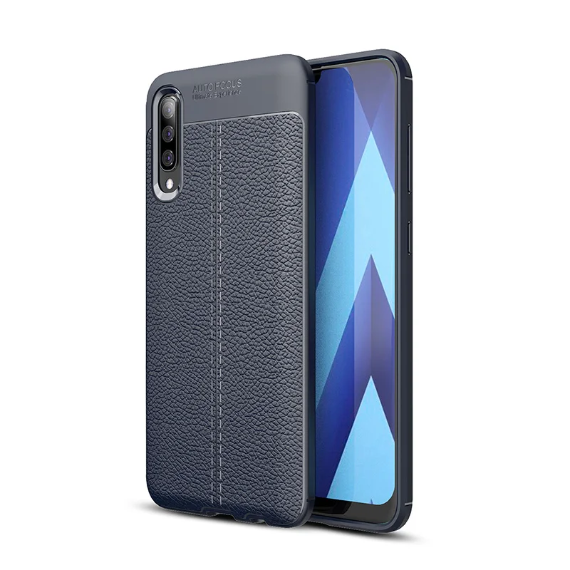 Силиконовый чехол litchi для Samsung galaxy A50 чехлы ударопрочный силиконовый кожаный из