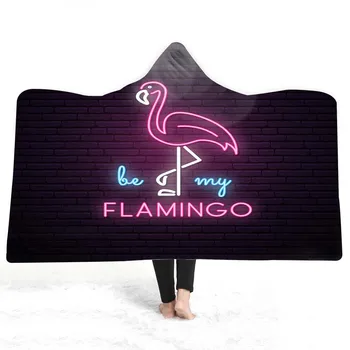 

Flamingo Style Hooded Blanket For Adults Sherpa Fleece Wearable Throw Blanket Microfiber Plaids Bedding Pillow Carpet Rugs