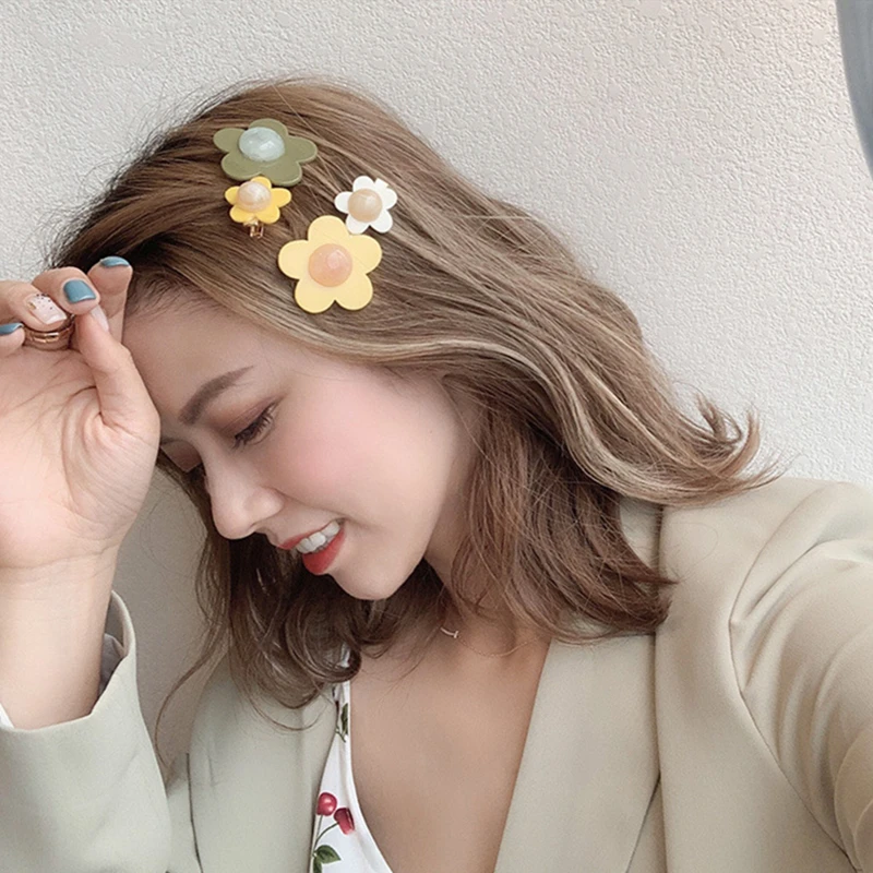 

MISM INS New Korean Style Candy Color Hair Clips For Girls Macaron Hairpins Flower Cute Girls Hair Accessories Set Duckbill Clip