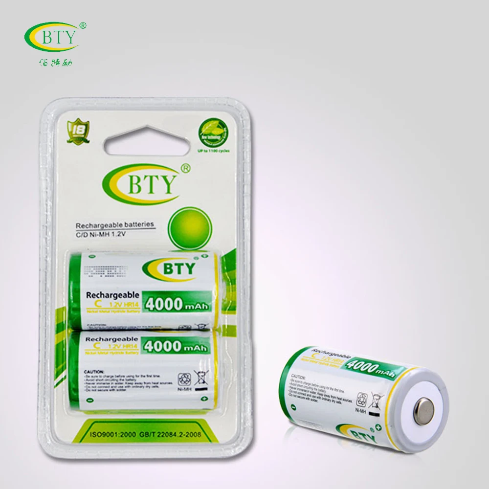 

2PCS BTY C Rechargeable Battery 4500mAh NI-MH 1.2V 4000 mah C Rechargeable batteries NIMH Recharge HR14 Bateria Size C HR 14