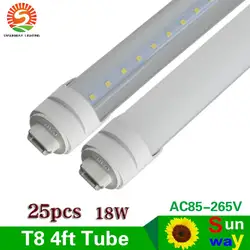 R17D T8 1200 мм светодио дный Light Tube Cree SMD 2835 светодио дный трубки огни 4 фута 2100lm 18 Вт AC 85 -265 В внутреннего освещения 2 года гарантии 25 шт