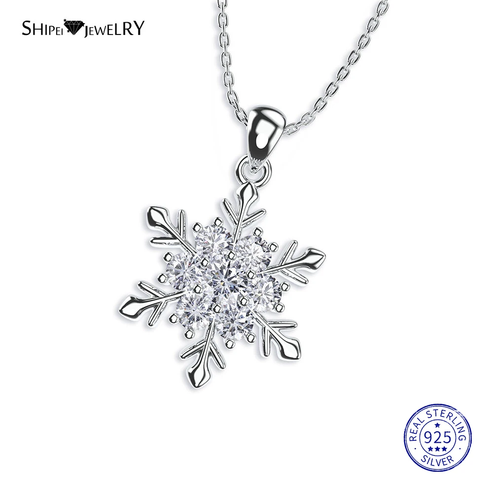 Shipei Снежинка ожерелье для женщин 925 пробы серебряный кулон Moissanite Снежинка свадебное ожерелье подарок на день рождения