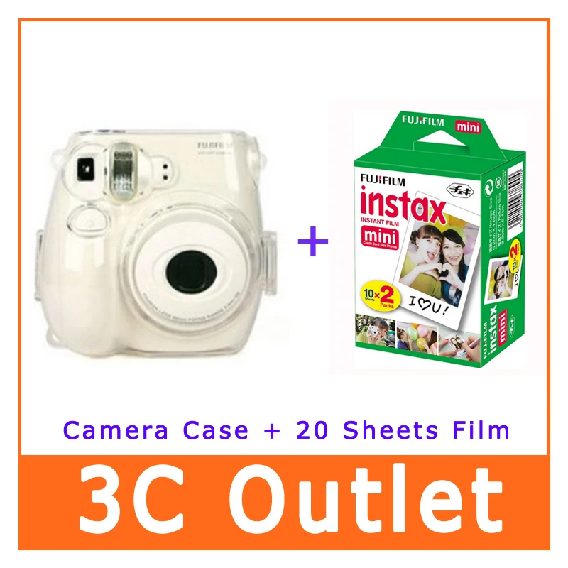 

Fujifilm Instax Mini Film 20 Sheets Instant Film +Fujifilm Instant Mini7s Camera Transparent Crystal Case , Free Shipping