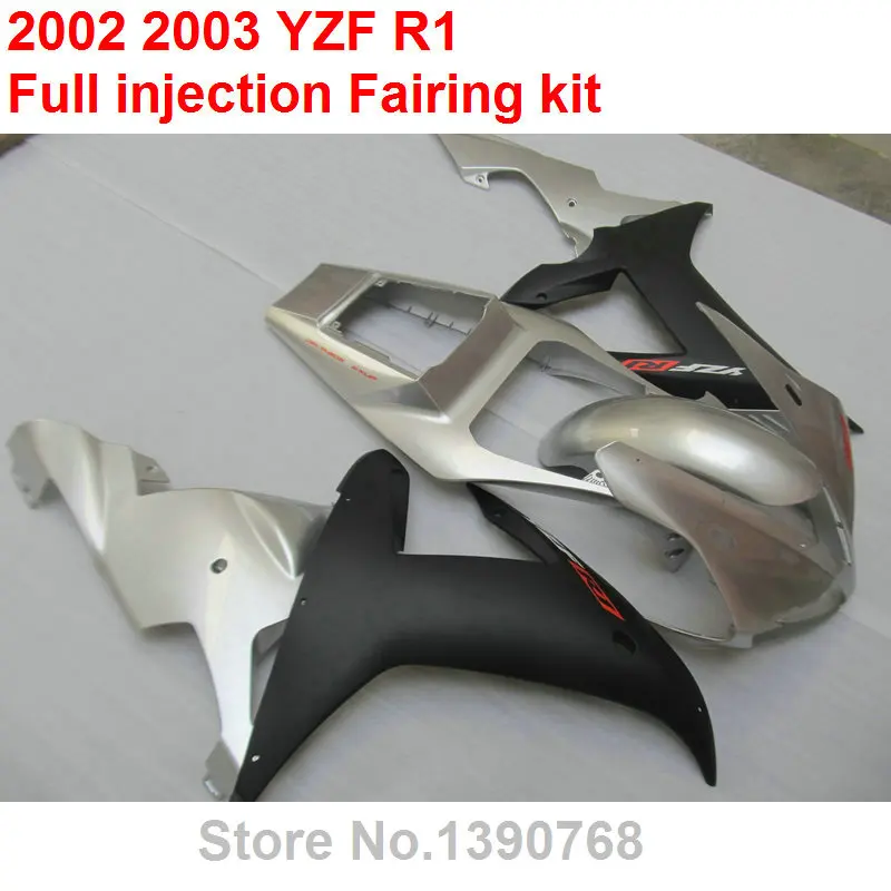 Обтекатели для Yamaha YZF R1 2002 2003 Серебристые черные детали кузова комплект
