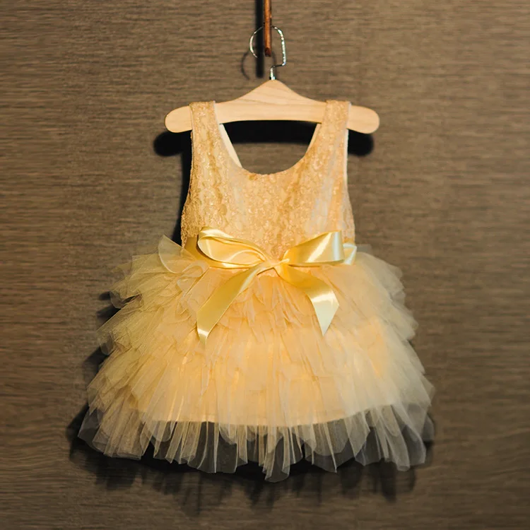 Новые платья для девочек кружевные многоярусные платья с лентами и бантом летнее праздничное платье пышное платье принцессы Одежда для детей