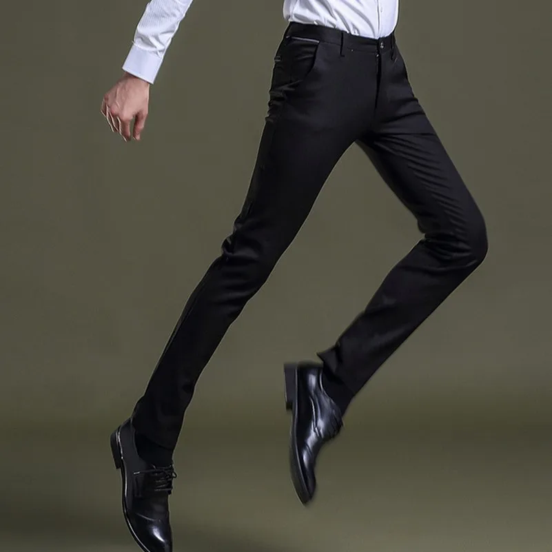 Pantalon Plus Fit Noir Robe D'affaires Stretch Slim Mode Costume Mens Nouvelle Taille 1dwdqY