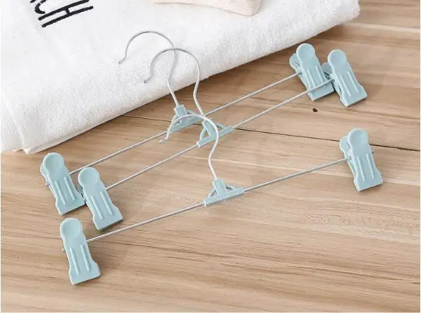 5pcs Colorful Hangers For Clothes Stainless Steel Clip Stand Hanger Pants Skirt Kid Clothes Adjustable Pinch Grip Cabide WYQ