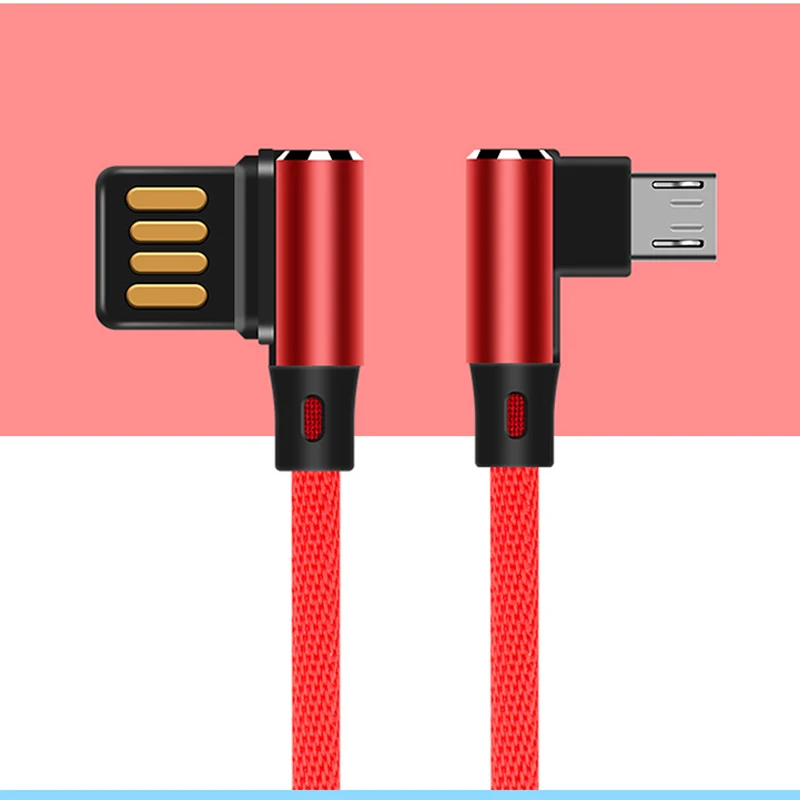 

Micro USB Cable 2A Fast Charger USB Cord 90 degree elbow Nylon Braided Data Cable for Samsung/Sony/Xiaomi Android Phone