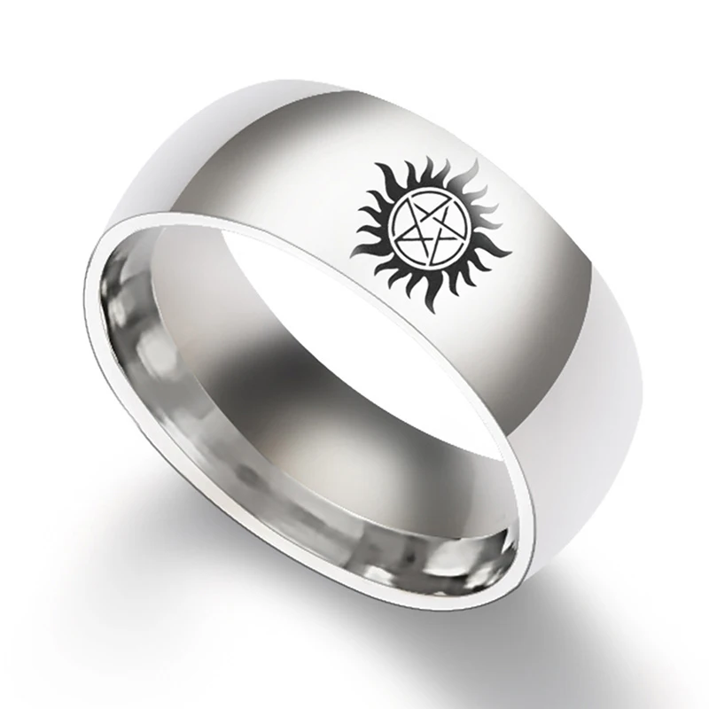 Модное солнцезащитное Сверхъестественное кольцо, титановое стальное кольцо для мужчин, ювелирные изделия для свадьбы, помолвки, подарки, аксессуары - Цвет основного камня: Silver