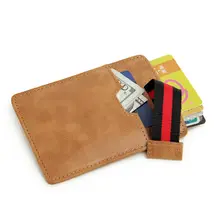 Thin Card Holder Men RFID Blocking Wallet Oil wax Genuine Leather Pull Up Tab Strap Bag Ultralight Purse Credit Card Organizer