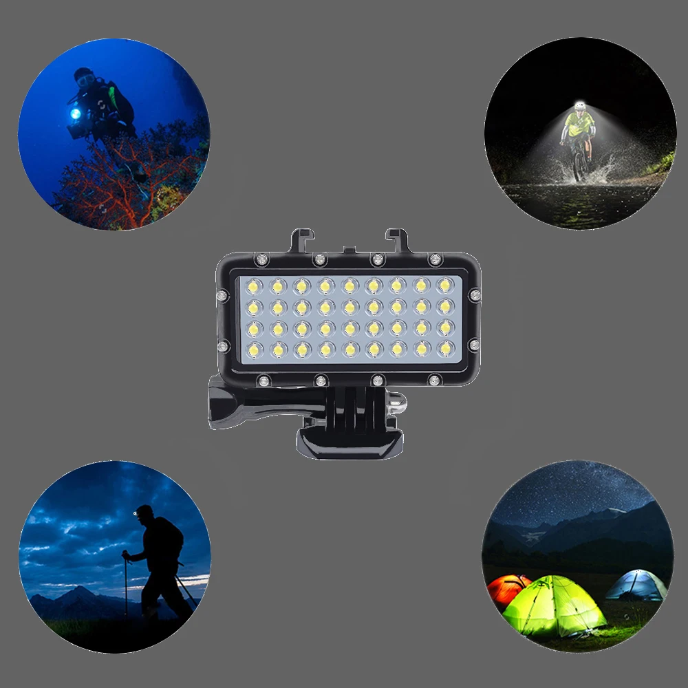 Newest 36 LED Bulbs Flash Light Diving Lamp Waterproof Fill Light For GoPro Xiaomi Yi lite 4k sj9000 Action Camera Accessories (17)