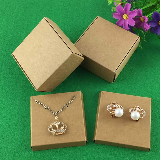 50Set Kraft Jewelry Box&Jewelry Cards Earring/Necklace BOX Blank