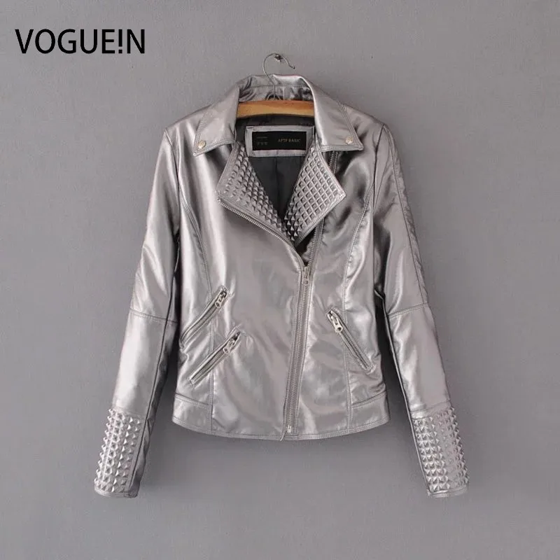 

VOGUE!N New Womens Ladies 5 Bright Colors Faux Leather Motorcycle Biker Coat Jacket Size SML Wholesale