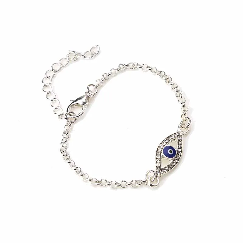 

Hot Sale!!! blue evil eye crystal paved sliver alloy bracelet turkish bracelet