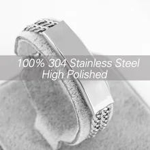 Мужской браслет из нержавеющей стали, пустые ID метки, кубинские браслеты для мужчин s, персонализированная печать, имя трубки, кабель, браслет и браслет