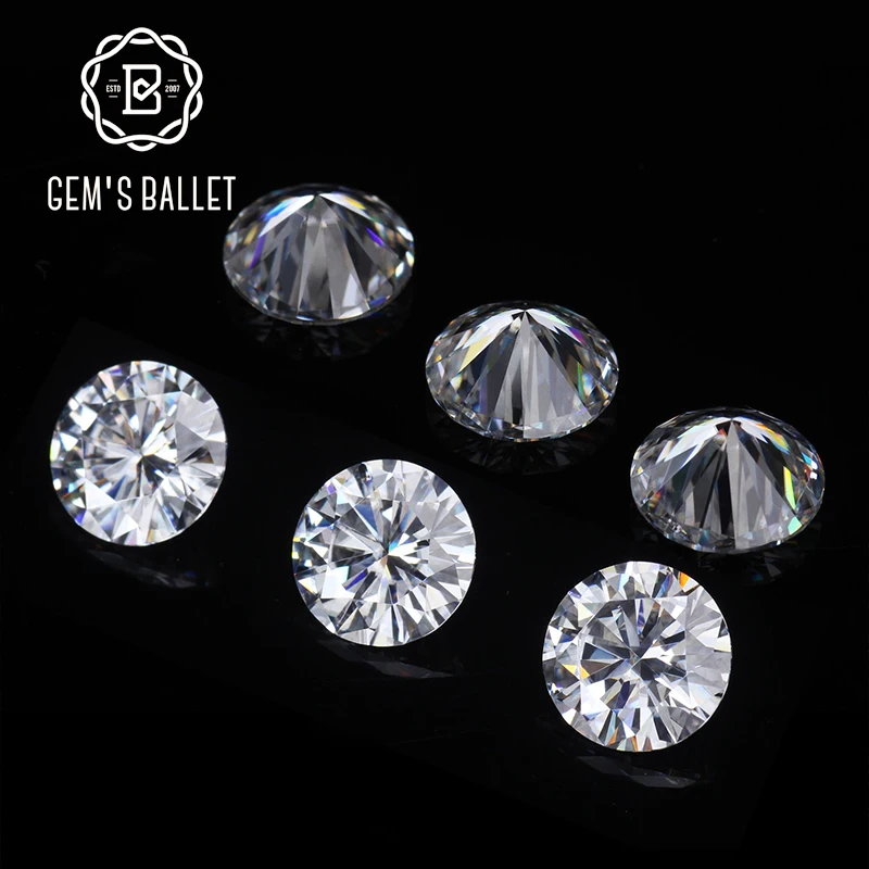 

GEM'S BALLET 0.8Ct 6.0mm Round Moissanite D Color VVS Clarity Hearts and Arrows Cut Lab Grown Loose Stone for Jewelry Making
