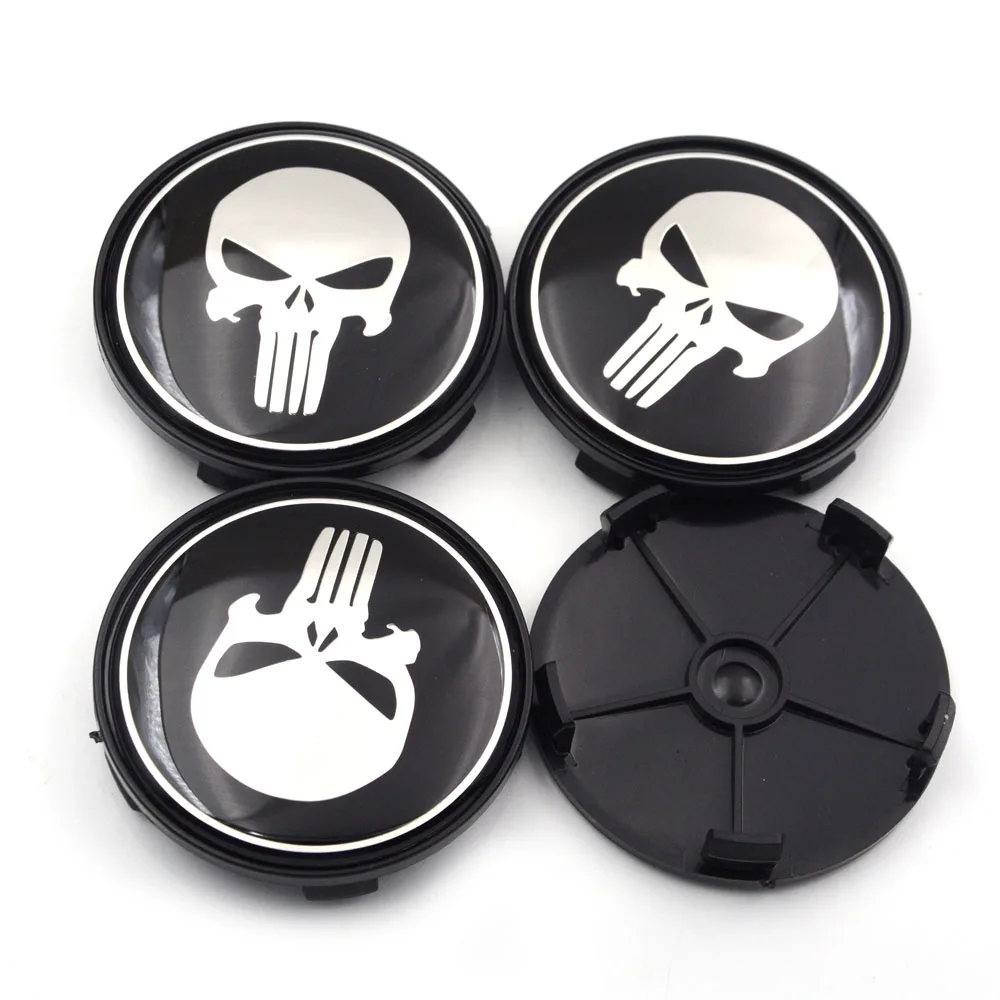 

Gzhengtong Auto 4PC Punisher 68mm ABS Car Wheel Hubs Caps Wheel Center Base Badge Sliver Wheel Centre Car Hub Cap Emblem Holder