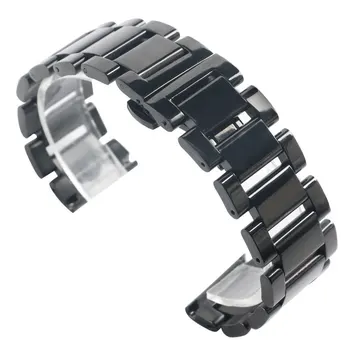 

18/20/22mm Deployment Buckle Replacement HQ Solid Link Black Watch Band Wrist Strap Men Stainless Steel Bracelet Women Fashion