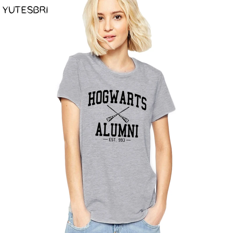 Модные повседневные женские футболки в стиле Харадзюку с надписью hogwarts alumni tumblr