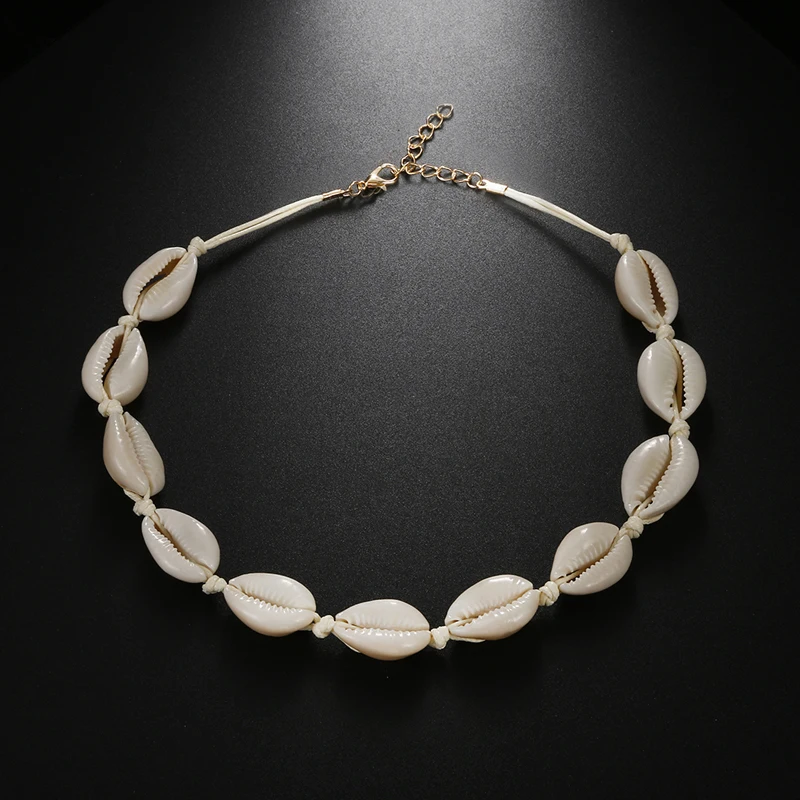 Bohemian Gold Seashell White Rope Necklace Natural Shell Choker Women Best Friend Collares Necklaces Gift Jewelry schelpen ket