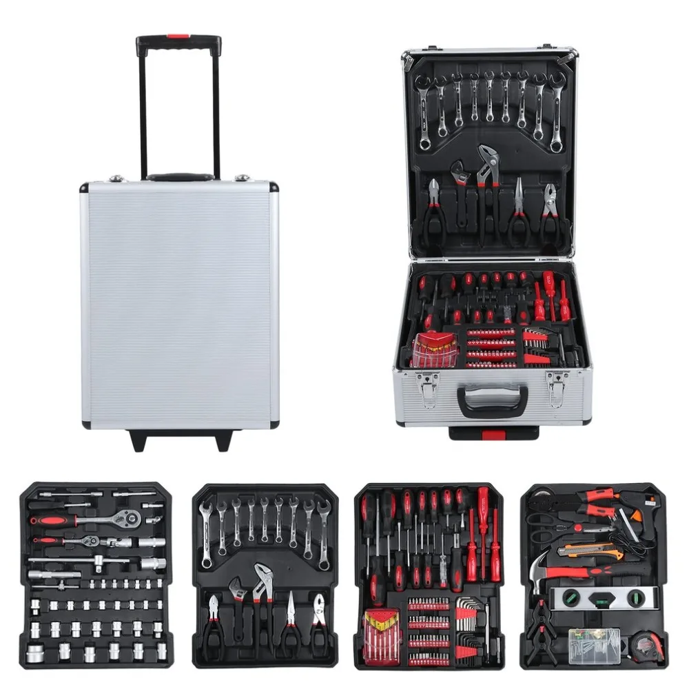

Professional Tool Kit 599 PCS Tool Trolley Set With Durable Carrying Box Precision Garage Mobile Workshop Toolbox