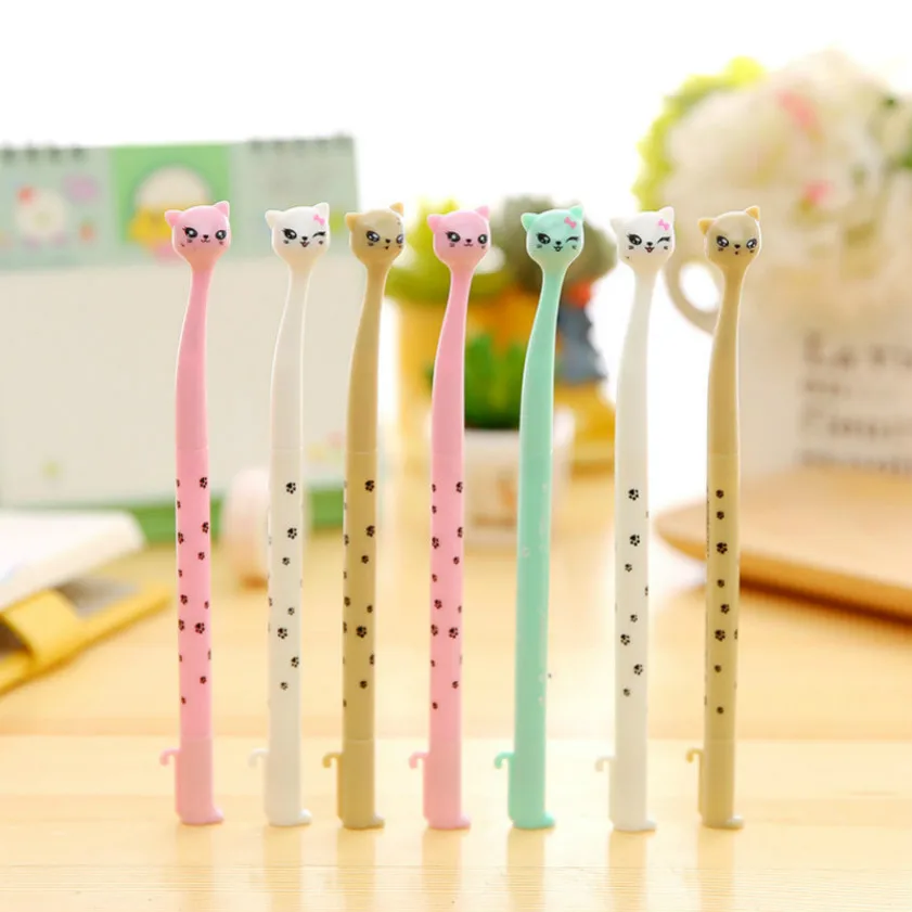 

1pcs Kawaii office ballpoint pen Creative cute Lucky Cat pattern school stationery Supplies Black ink 0.5mm Pen refill