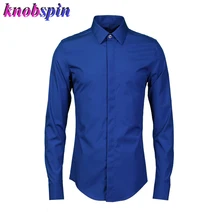 80% хлопок бренд бизнес мужской Платье рубашка сплошной цвет тонкие мужские рубашки отложной воротник длинный рукав мужские рубашки