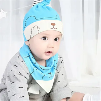 

Newborn Baby Child Cotton Soft Hat Hat + Saliva Towel Peas Boy and Girl Photography Props 2-12M 2 Pieces / Set