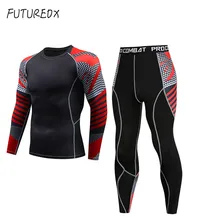 Мужской с длинными рукавами, полный набор графических компрессионные штаны, многоцелевой фитнес ММА рубашка, мужской тренировочный костюм
