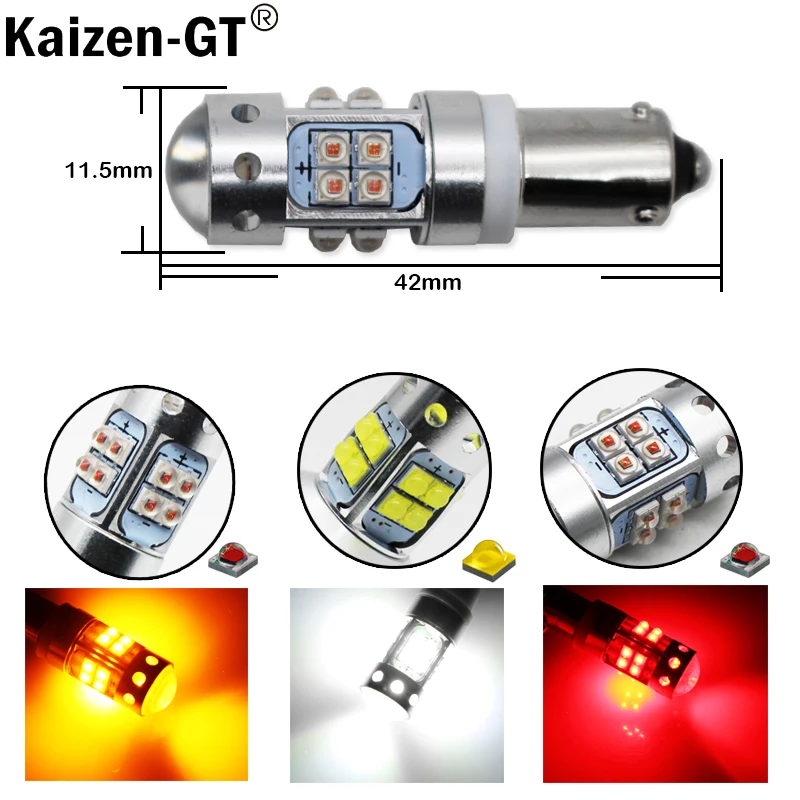 (2) 6000K Ксеноновые белые 16 SMD H21W BAY9s 120 градусов светодиодный менные лампы для
