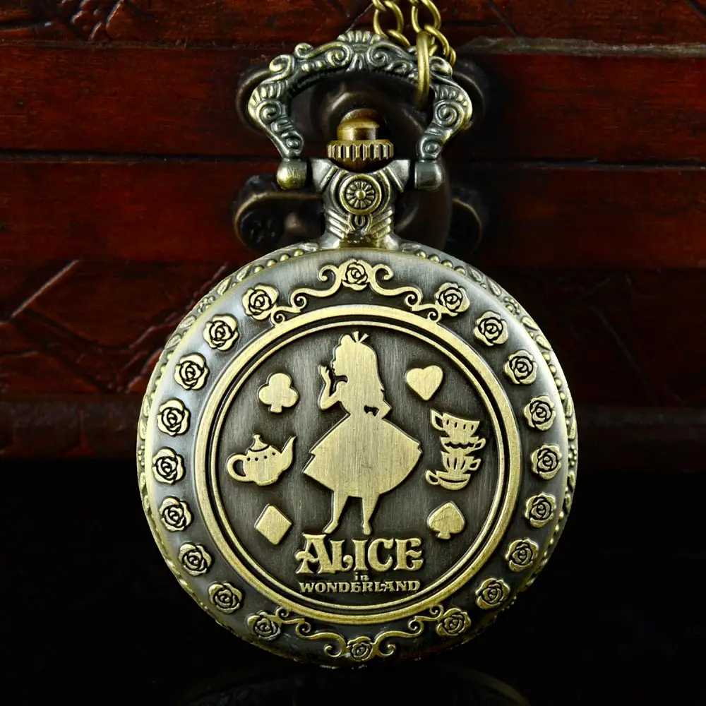 New Arrival Retro Alice in Wonderland Theme Bronze Quartz Pocket