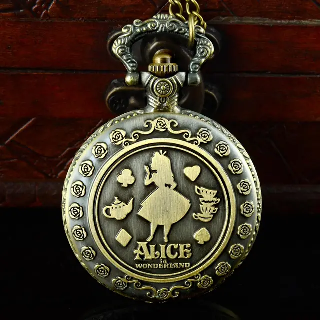 New Arrival Retro Alice in Wonderland Theme Bronze Quartz Pocket Watches Vintage New Arrival Retro Alice in Wonderland Theme Bronze Quartz Pocket Watches Vintage