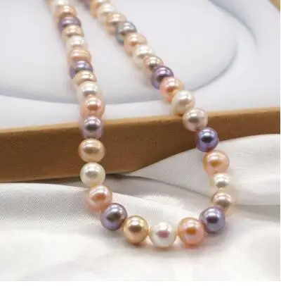  Bijoux close-8-9 collier rond de perles d'eau douce violet violet blanc naturel