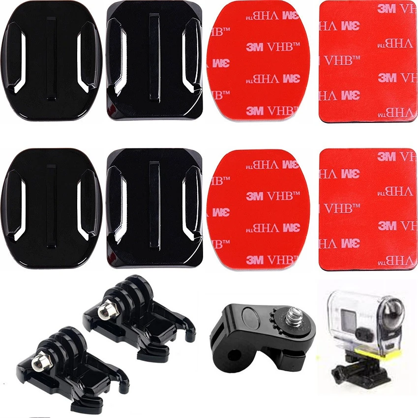 Adhesive Mounts Set For Sony Mini Action Cam Camera Hdr Asv As30v As100v 4k X1000v Flat And Curved Helmet Stick Side Mount Action Camera Set Sony Action Mountaction Camera Sony Aliexpress