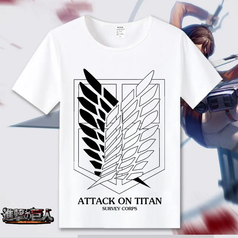 Attack on Titan Cosplay T Shirt Scout Regiment Summet T-Shirt Shingeki no Kyojin Recon Corps Top Tee Halloween Cosplay Costume