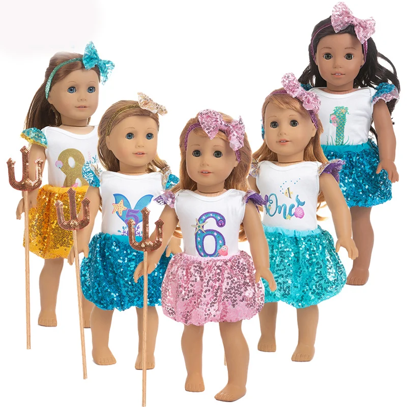 

Colorful Shine Set Dress+hairbrand Clothes fits for American girl 18" american girl doll alexander,girl's dolls