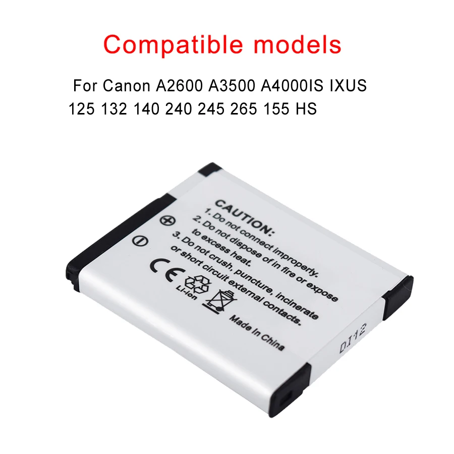 Аккумулятор Palo для камеры Canon A2600 A3500 A4000IS IXUS 3 7 1000 125 132 140 240 245 HS 265 в 155 мАч 1