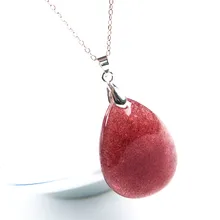 Из натурального прозрачного камня клубника кварц красная женщина ожерелье с каплевидными кристаллами кулон 34x25x8 мм леди подарок Лучшее качество из России AAAAA