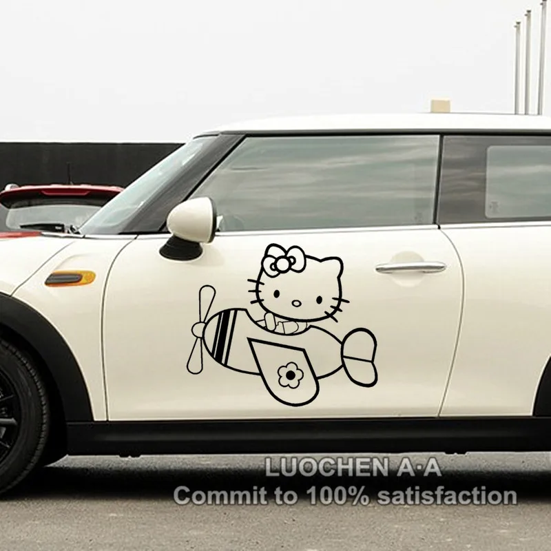 Hello Kitty Car Stickers Plane Flying Lovely Cartoon Decals For Doors
