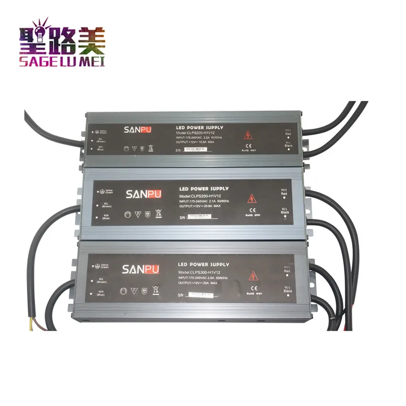 Online Fuente de alimentación LED impermeable ultradelgada al aire libre 110 V 220 V CA a DC12V 24 V Controlador led 45 w 60 W 100 W 150 W 200 W 250 W 300 W transformador