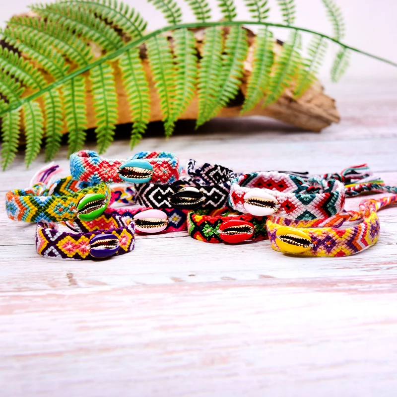 

MOON GIRL 8 Pieces Braided Bracelet Natural Puka Shell Boho Wrap Bracelets for Women Chic Pulsera Femme Jewelry Dropshipping