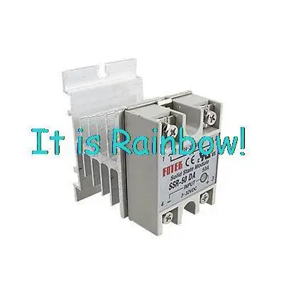 

Free Shipping DC-AC DC 3-32V AC 24-380V 50A Single Phase SSR Solid State Relay w Heat Sink
