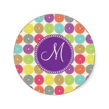3.8 см пользовательские Монограмма Начальная multi Цветной круги Классический круглый Стикеры