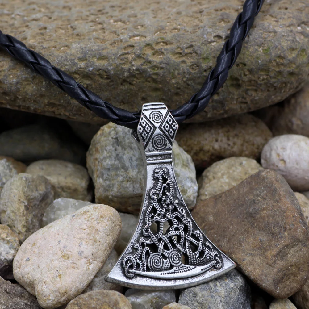

youe shone Men Amulet Pantgram Rune Norse Viking Axe Norse Jewelry Mammen style Charm pendant