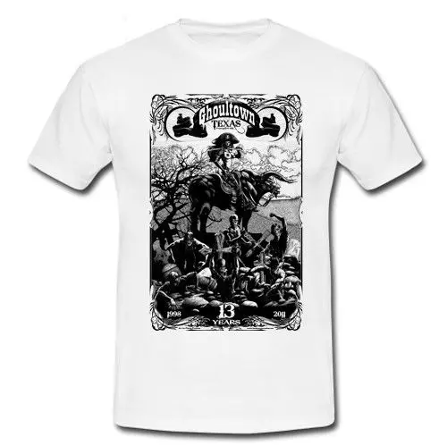 Ghoultown Техас 13 лет gothabilly группа Zombie призрак поезд футболка Размеры s m l xl 2XL принт