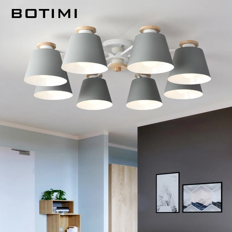  BOTIMI Colorful Chandelier Lighting For Living Room LED Lustre Wooden Hanging Light Modern Chandeli - 32868000153