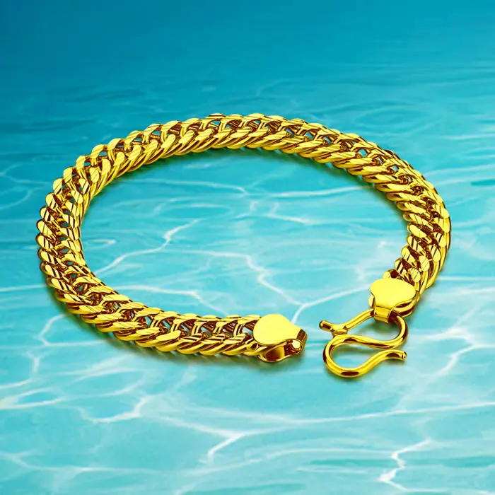 Male 24k gold plating chain bracelet length 20cm 8mm wide, real plating
