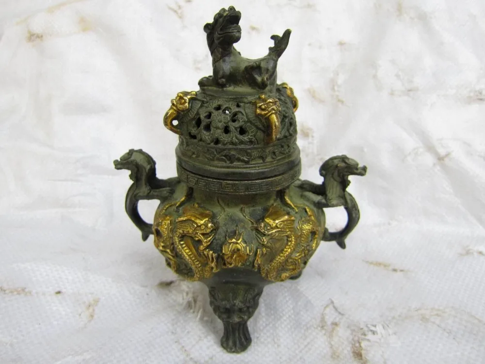 

Collectible Decorated Old Handwork Bronze Carved Big Ji Xianglong Statue