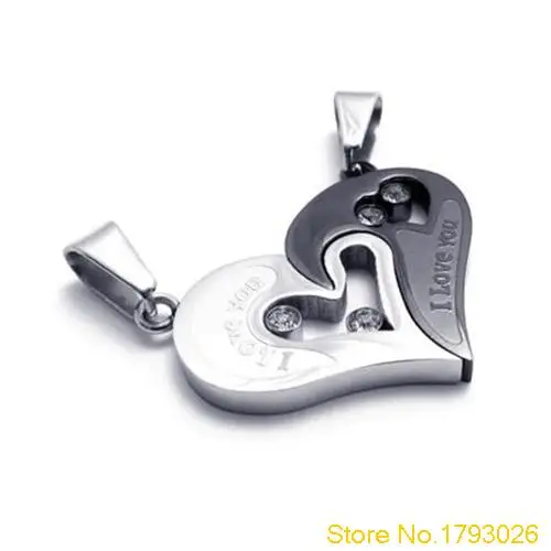 Online Mens Womens Stainless Steel Cinta Hati Jigsaw Pecinta Liontin Kalung untuk Hadiah 4TI8